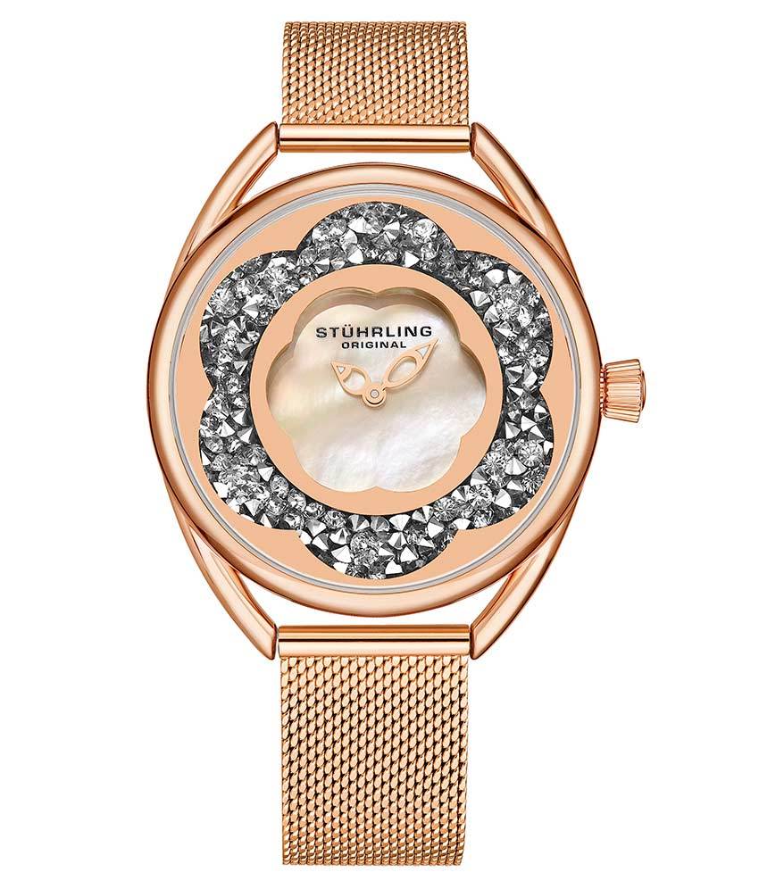 White Dial / Rose Case / Rose Stainless Steel Bracelet Rose Gold Layered Foldover Buckle