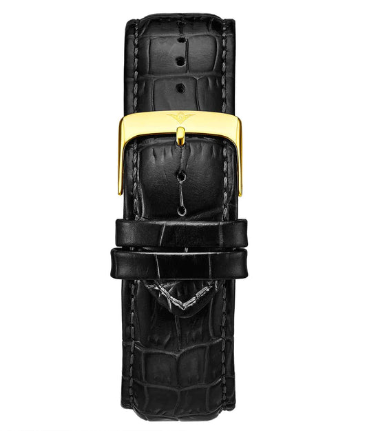 Alligator Embossed Black Leather 24mm Strap