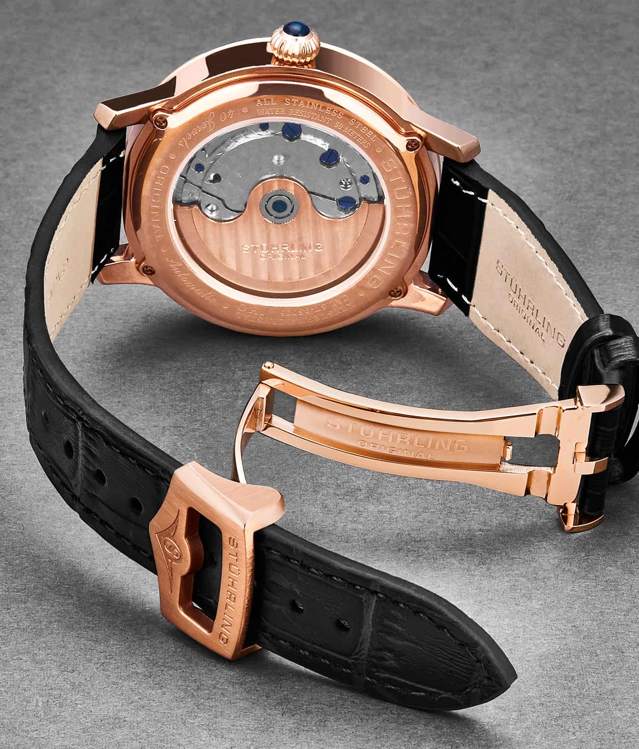 22mm Leather Strap with Stainless Steel Deployant Buckle