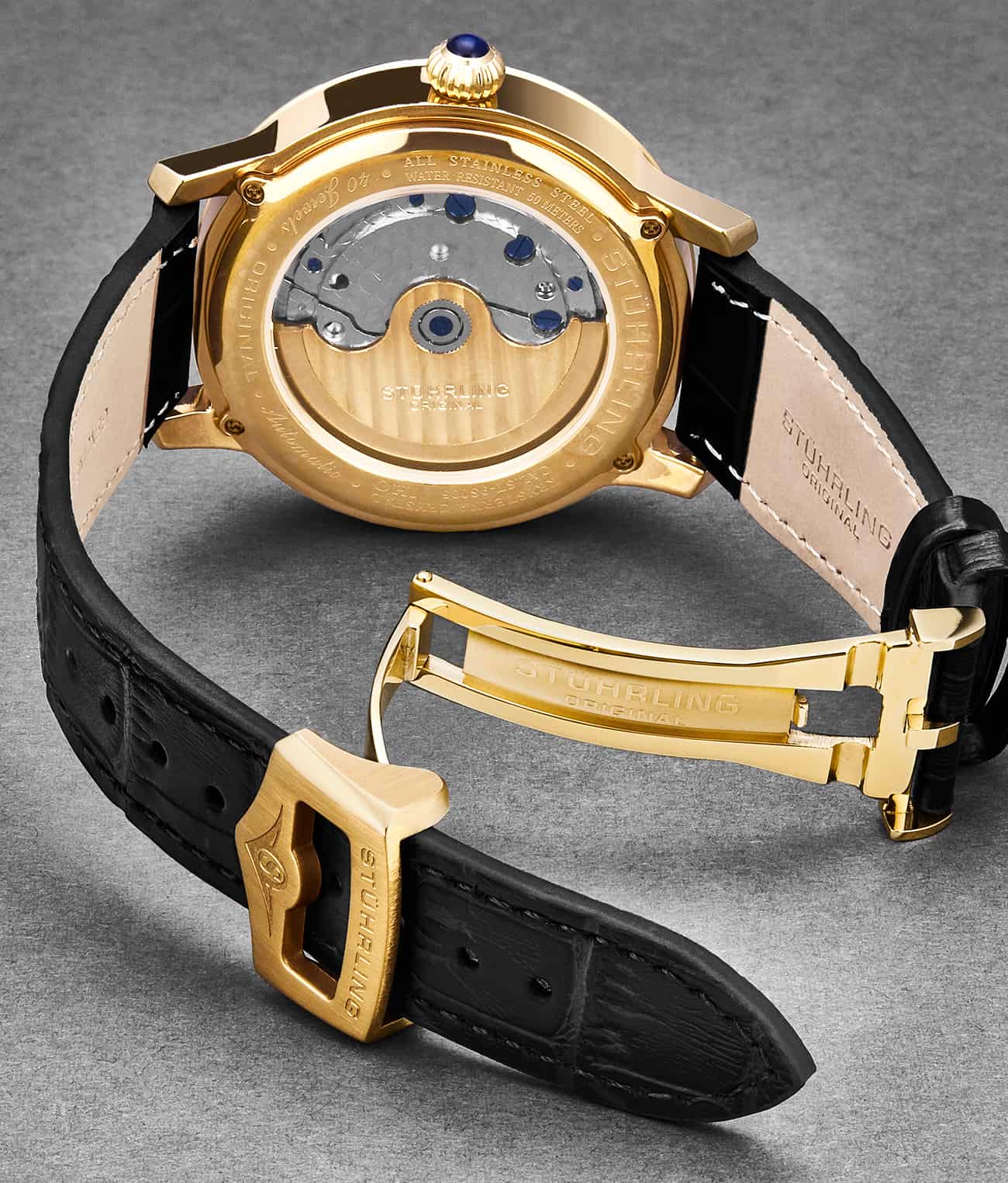 22mm Leather Strap with Stainless Steel Deployant Buckle