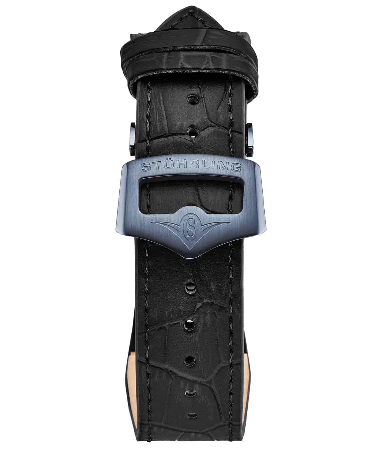 24mm Leather Strap with Stainless Steel Deployant Buckle