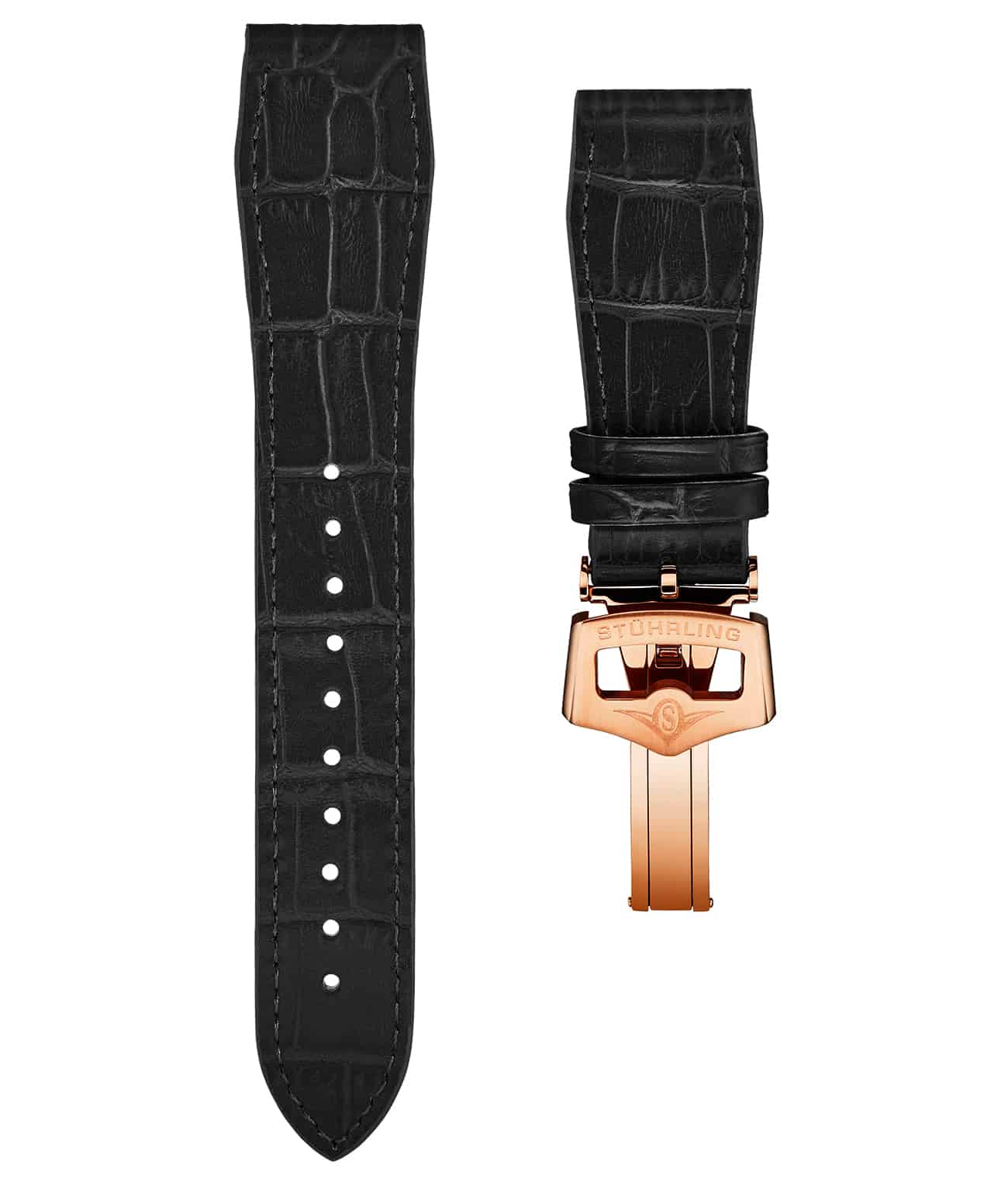 24mm Leather Strap with Stainless Steel Deployant Buckle