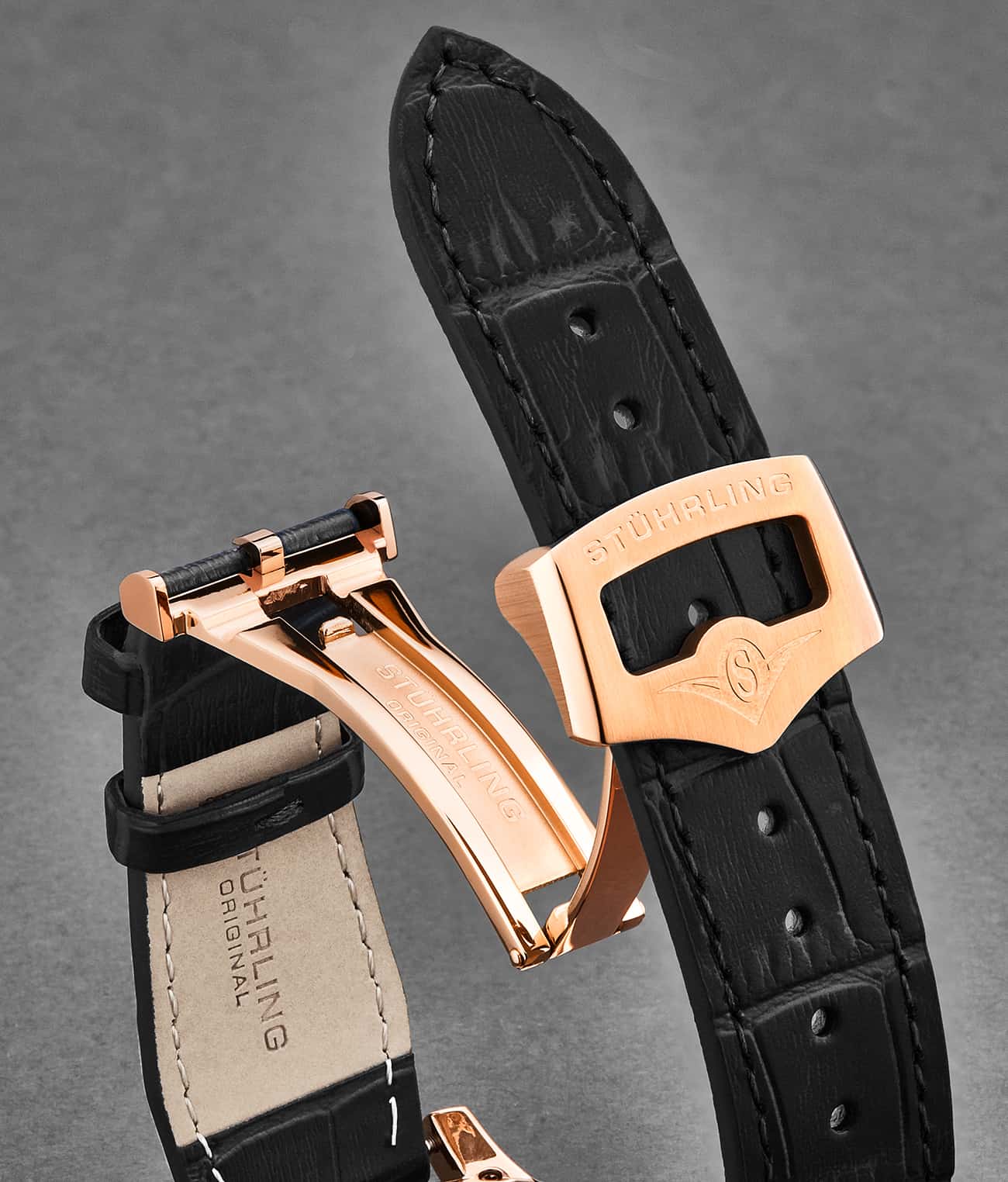 24mm Leather Strap with Stainless Steel Deployant Buckle