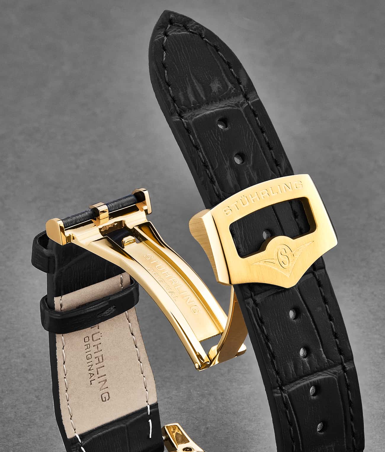 24mm Leather Strap with Stainless Steel Deployant Buckle