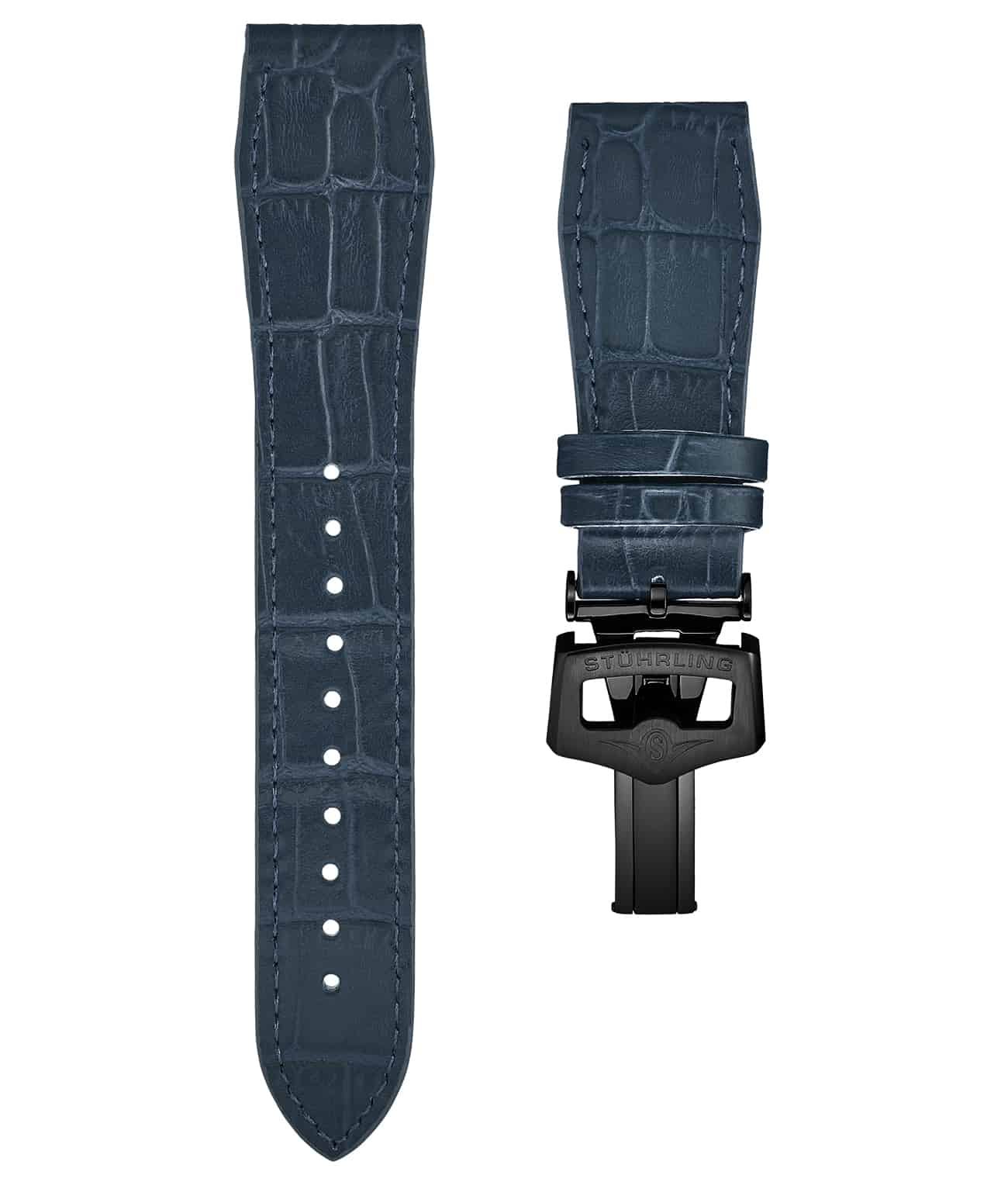 22mm Leather Strap with Stainless Steel Deployant Buckle
