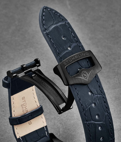 24mm Leather Strap with Stainless Steel Deployant Buckle