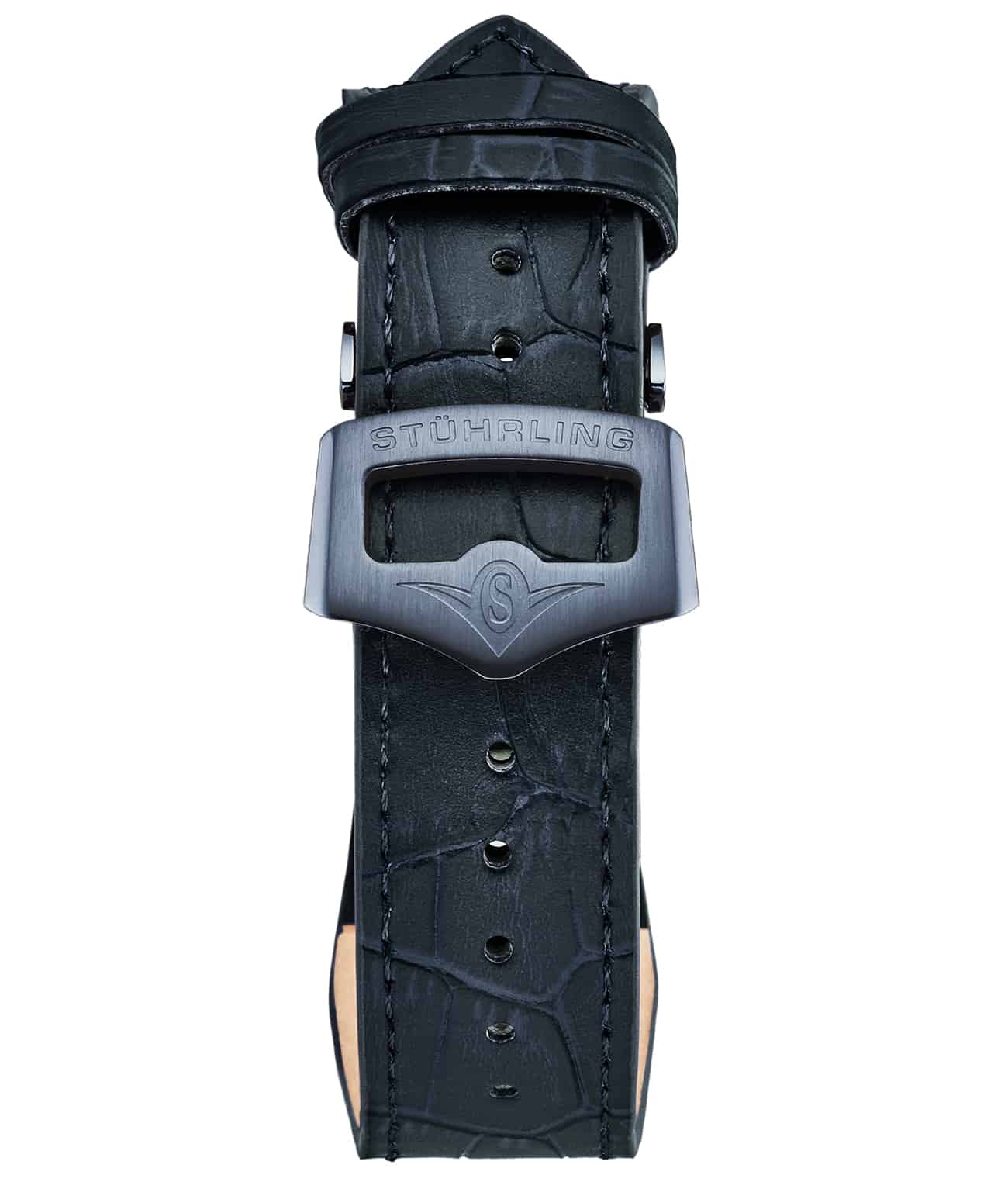 24mm Leather Strap with Stainless Steel Deployant Buckle