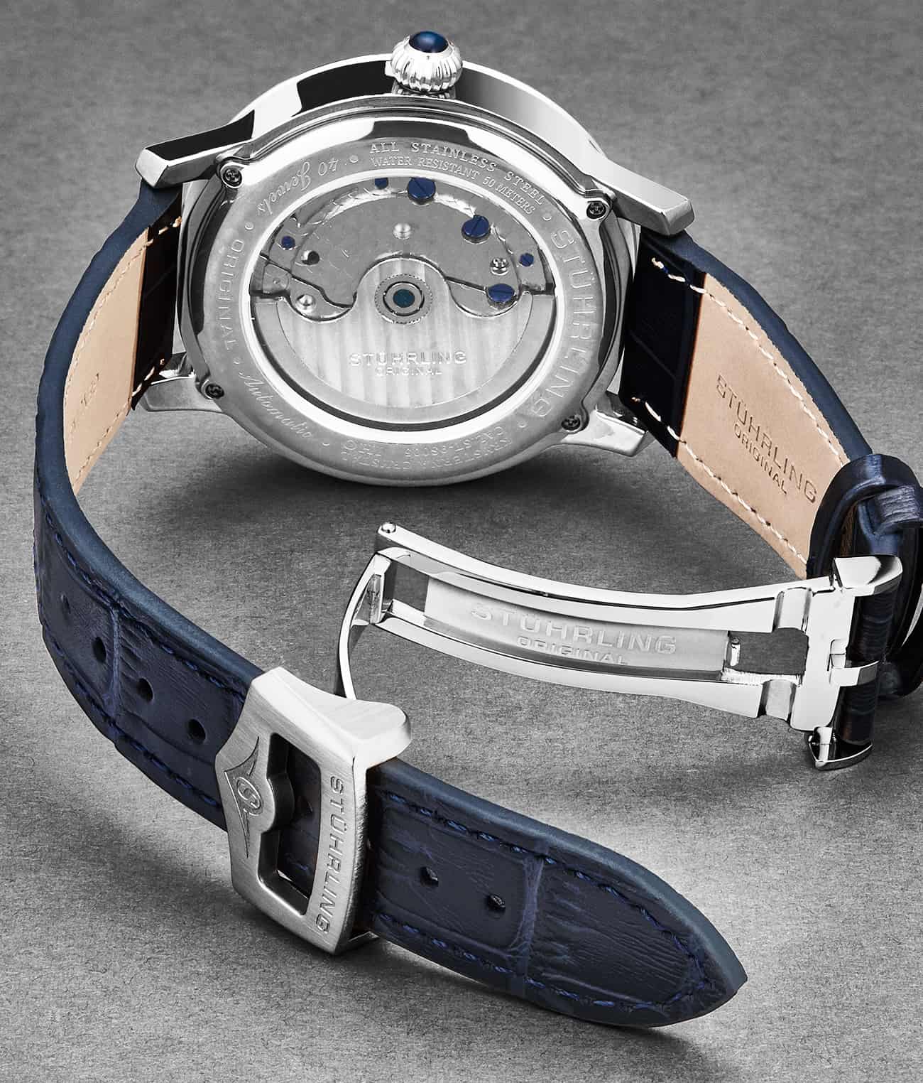 24mm Leather Strap with Stainless Steel Deployant Buckle