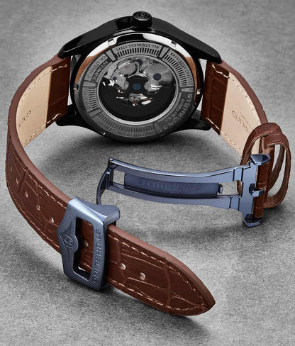 22mm Leather Strap with Stainless Steel Deployant Buckle