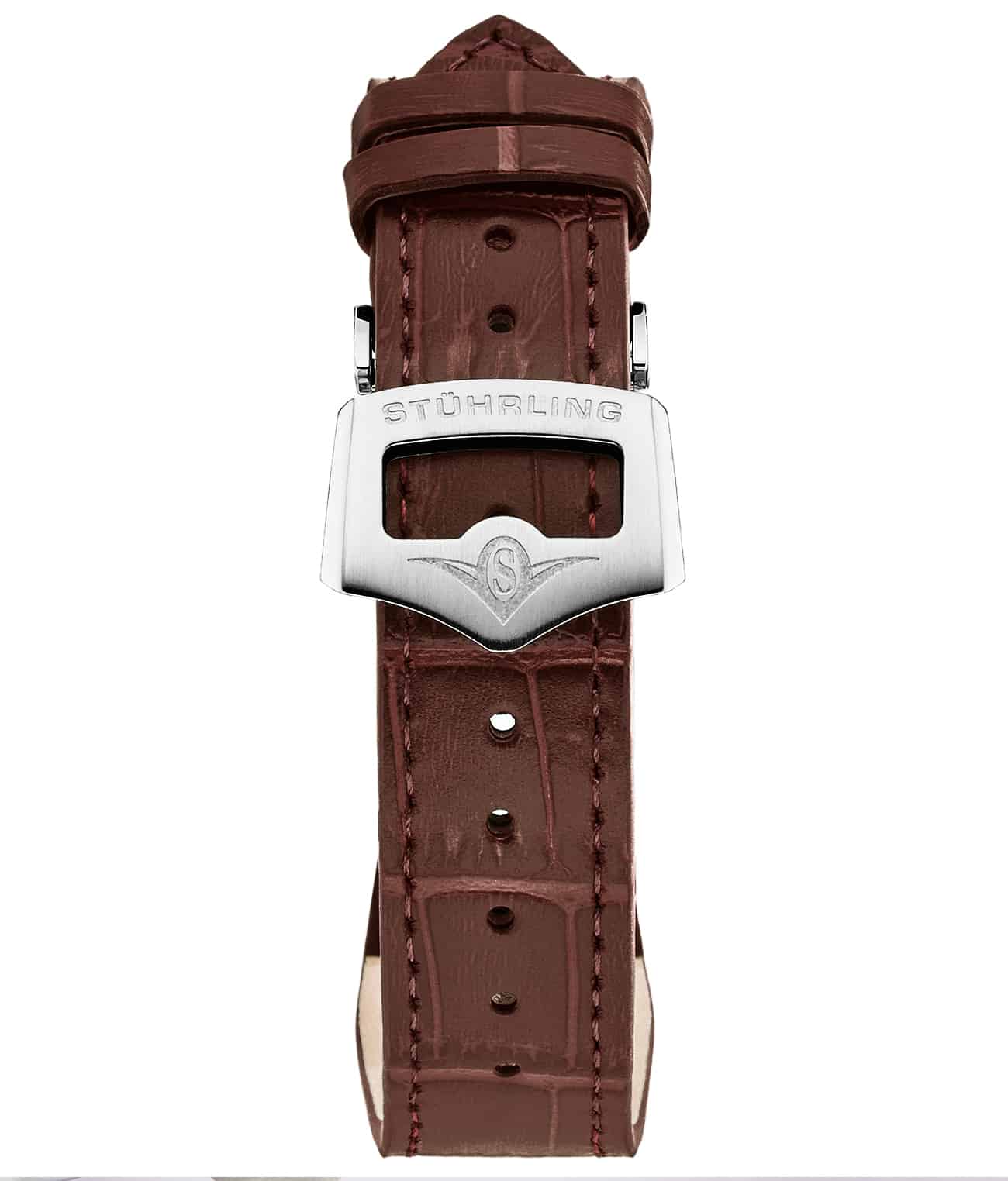 22mm Leather Strap with Stainless Steel Deployant Buckle