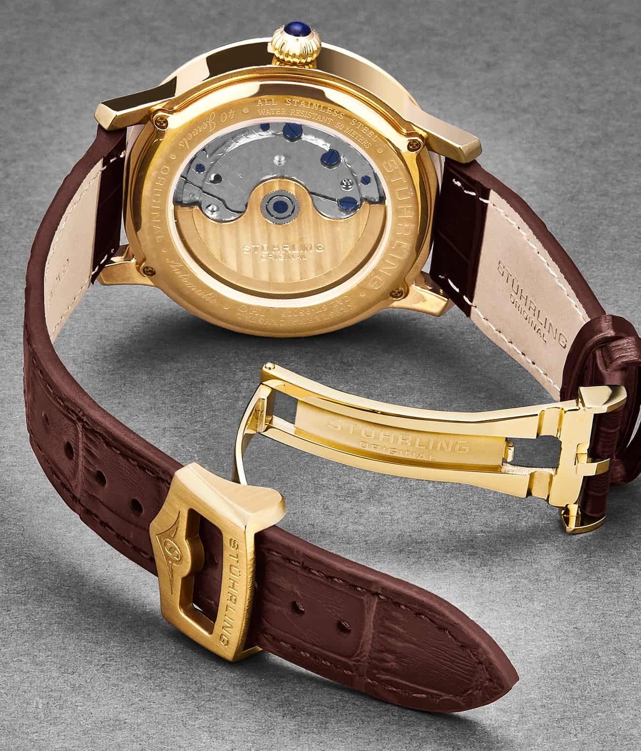 22mm Leather Strap with Stainless Steel Deployant Buckle