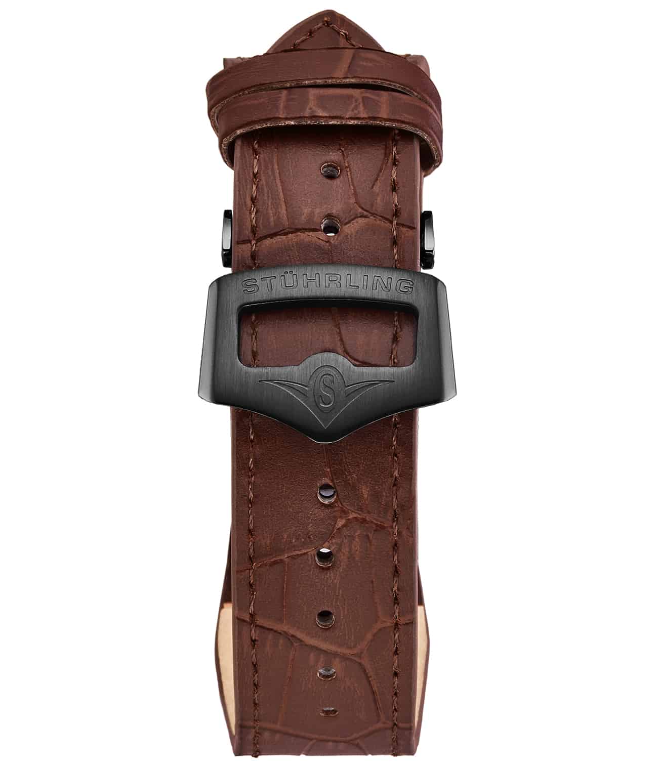 24mm Leather Strap with Stainless Steel Deployant Buckle