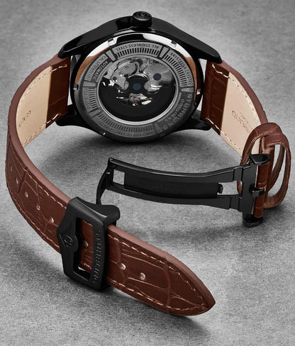 24mm Leather Strap with Stainless Steel Deployant Buckle