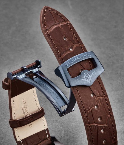 24mm Leather Strap with Stainless Steel Deployant Buckle