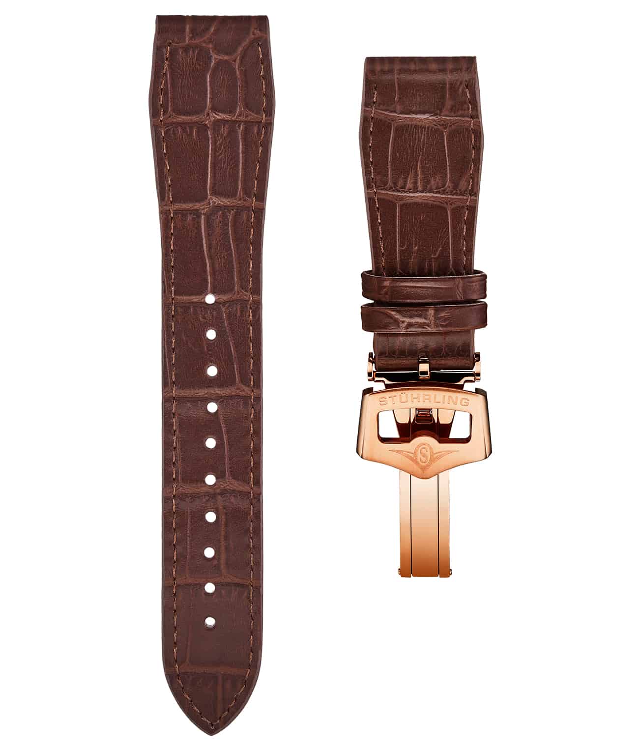 24mm Leather Strap with Stainless Steel Deployant Buckle