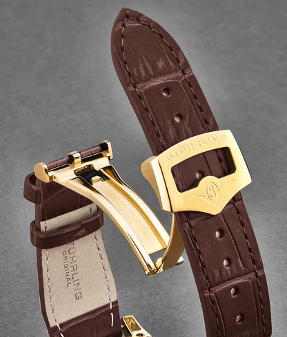 24mm Leather Strap with Stainless Steel Deployant Buckle